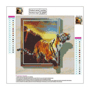 Tigre en cours d’exécution - diamant rond complet - 30x30cm