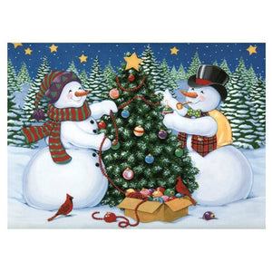 Arbre de Noël bonhomme de neige - diamant rond complet - 30x40cm