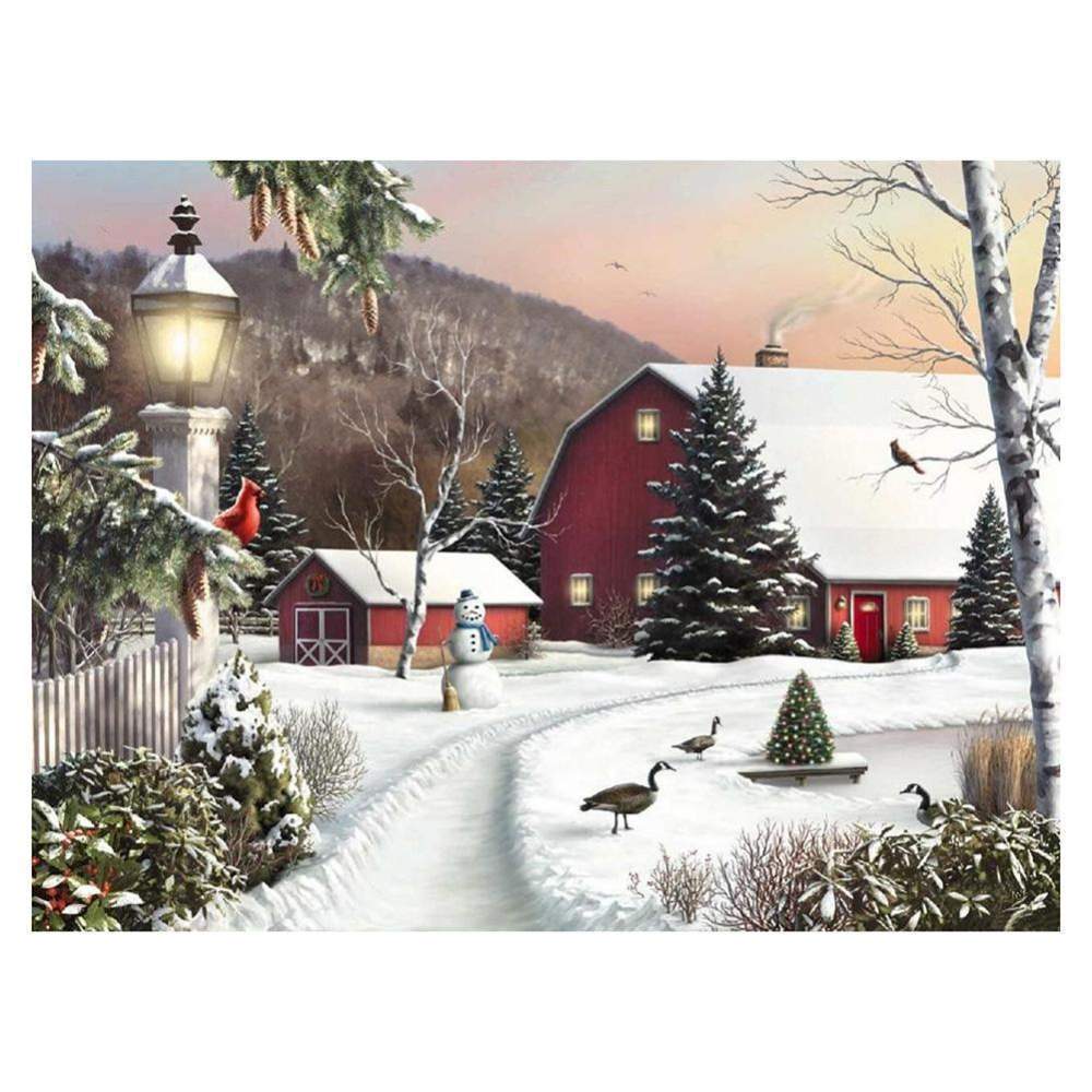 Neige de ciel clair - diamant rond complet - 30x40cm