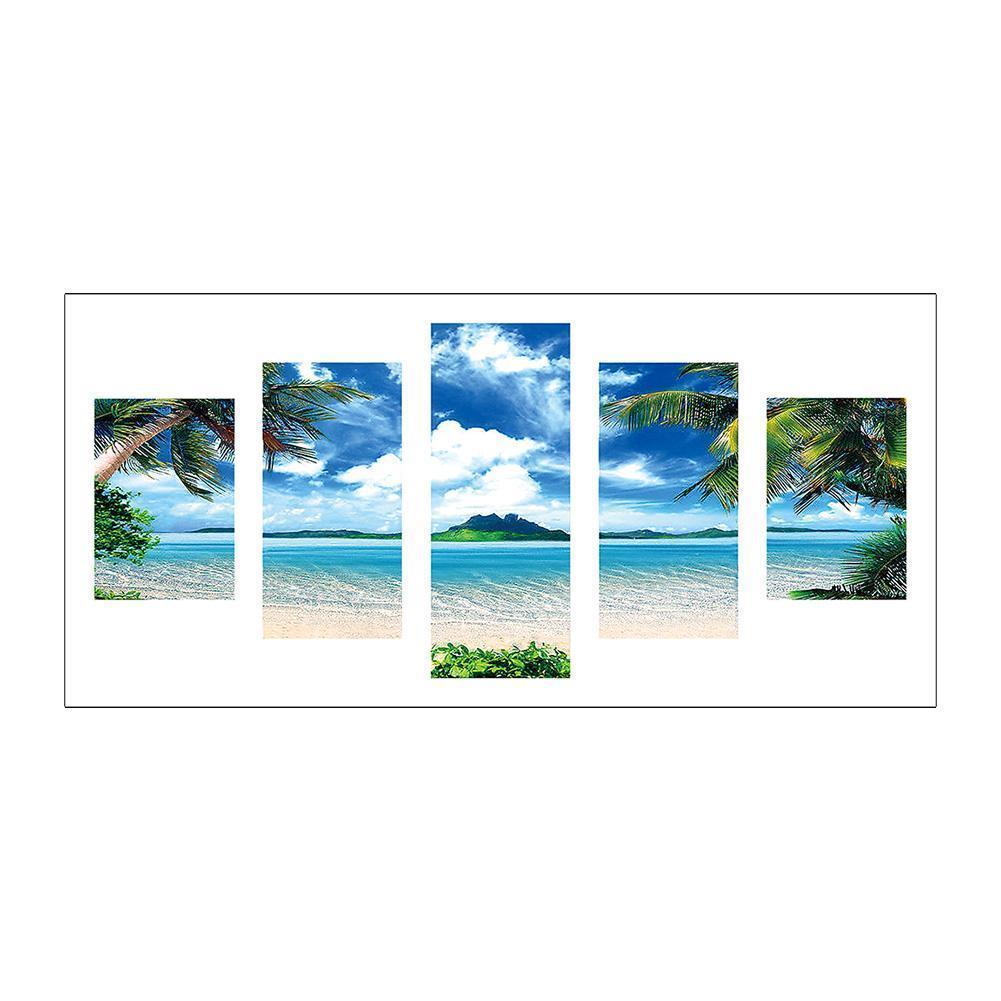 5pcs/set seaside - peinture en diamant ronde - 95x45cm