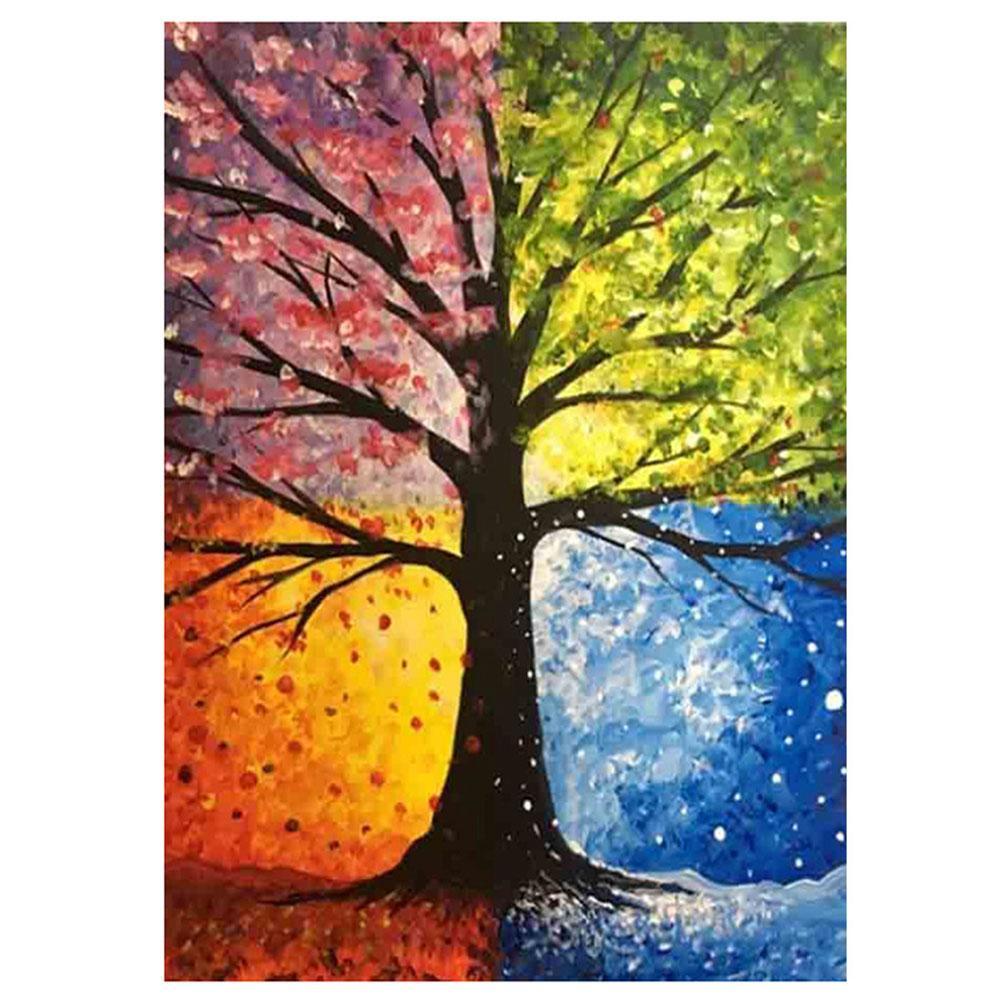 Arbre coloré - diamant rond complet - 30x40cm