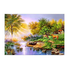 Charger l&#39;image dans la galerie, Vue sur la rivière - peinture diamant pleine - 40x30cm
