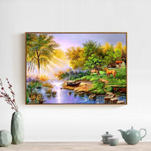 Charger l&#39;image dans la galerie, Vue sur la rivière - peinture diamant pleine - 40x30cm
