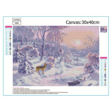 Charger l&#39;image dans la galerie, Cerf dans la neige - peinture complète de diamant - 30x40cm
