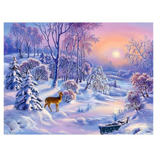 Charger l&#39;image dans la galerie, Cerf dans la neige - peinture complète de diamant - 30x40cm
