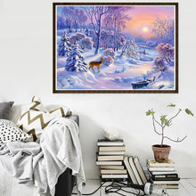 Charger l&#39;image dans la galerie, Cerf dans la neige - peinture complète de diamant - 30x40cm
