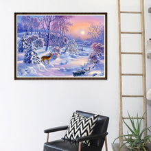 Charger l&#39;image dans la galerie, Cerf dans la neige - peinture complète de diamant - 30x40cm
