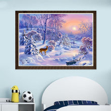 Charger l&#39;image dans la galerie, Cerf dans la neige - peinture complète de diamant - 30x40cm
