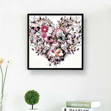 Charger l&#39;image dans la galerie, Coeur - crâne en forme - diamant rond complet - 25x25cm
