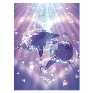 Amateurs de dauphins - peinture diamant - 30x40cm