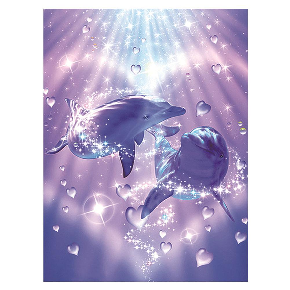 Amateurs de dauphins - peinture diamant - 30x40cm