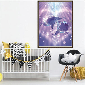 Amateurs de dauphins - peinture diamant - 30x40cm