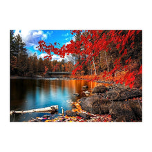 Charger l&#39;image dans la galerie, Feuilles d’automne lac - peinture diamant complet - 40x30cm
