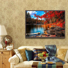 Charger l&#39;image dans la galerie, Feuilles d’automne lac - peinture diamant complet - 40x30cm
