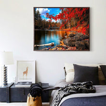 Charger l&#39;image dans la galerie, Feuilles d’automne lac - peinture diamant complet - 40x30cm
