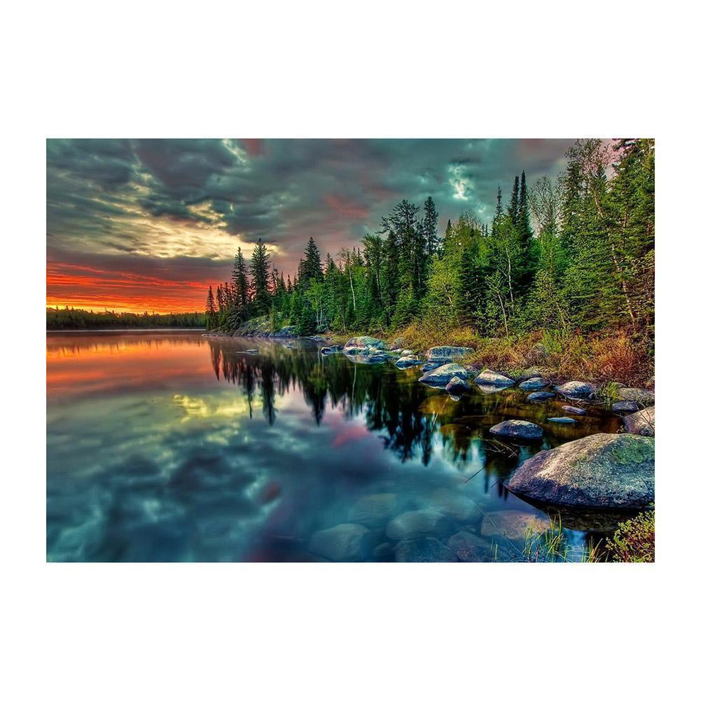 Forêt de lac - peinture complète de diamant - 40x30cm