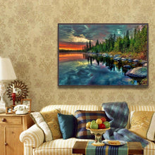 Charger l&#39;image dans la galerie, Forêt de lac - peinture complète de diamant - 40x30cm
