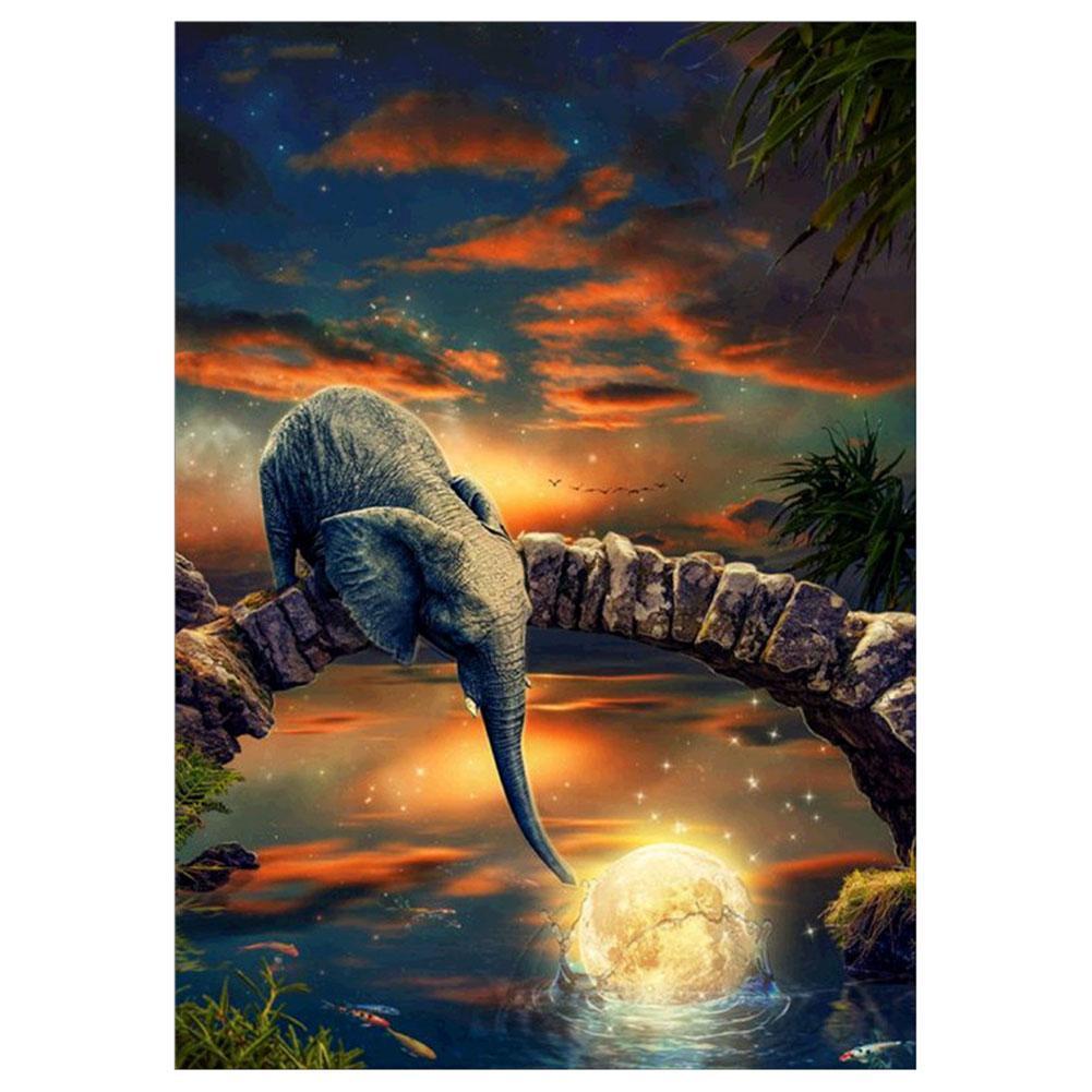 Éléphant de lac - peinture complète de diamant - 40x30cm