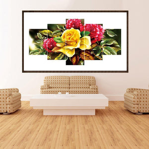 Fleurs 5pcs - peinture complète de diamant - 95x45cm