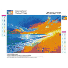 Charger l&#39;image dans la galerie, Plage dans le soleil couchant - peinture complète de diamant - 30x40cm
