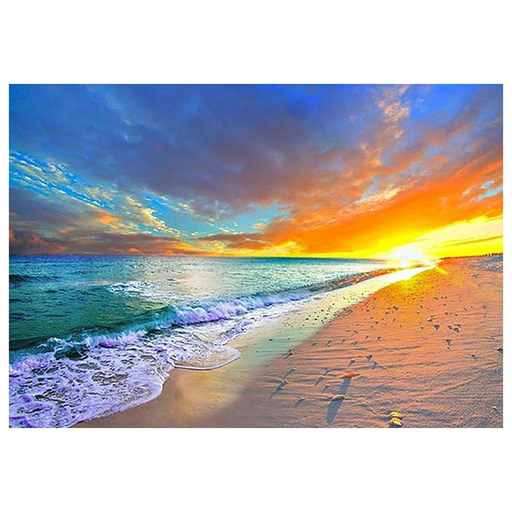Plage dans le soleil couchant - peinture complète de diamant - 30x40cm