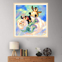 Charger l&#39;image dans la galerie, Pingouin de bonhomme de neige - peinture complète de diamant - 30x30cm
