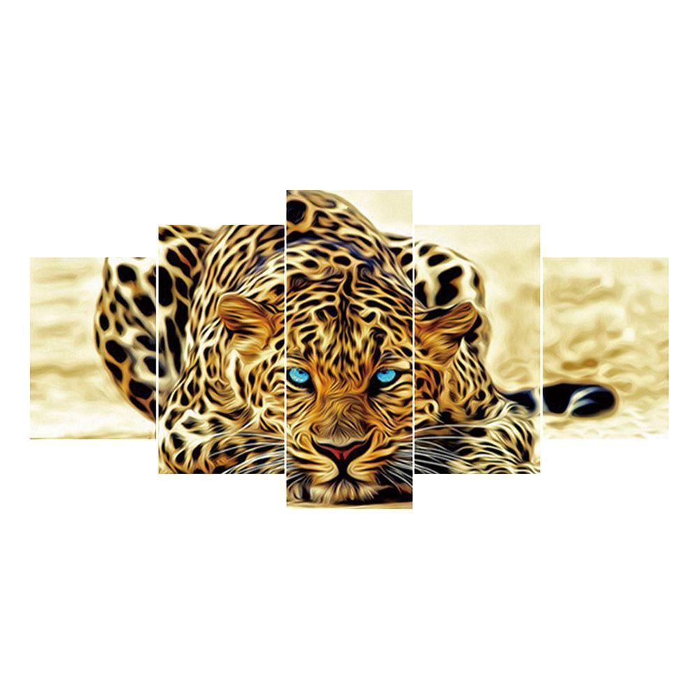 5pcs/set leopard - peinture en diamant ronde - 95x45cm