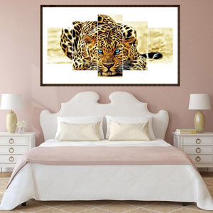 5pcs/set leopard - peinture en diamant ronde - 95x45cm