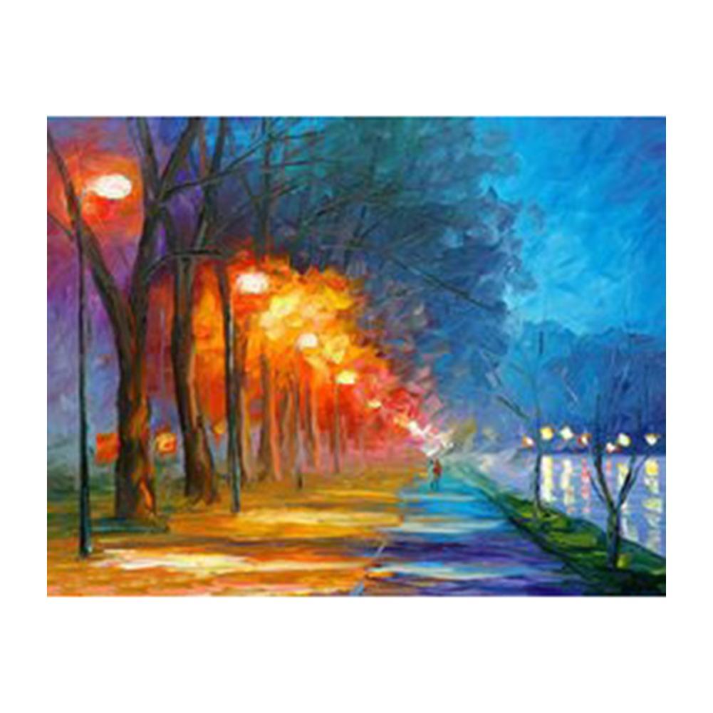Rue de nuit - diamant rond complet - 40x30cm