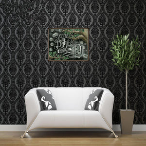 Tableau noir d’arbre - diamant rond complet - 25x30cm