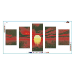 5pcs/set sunrise - peinture complète en diamant - 95x45cm