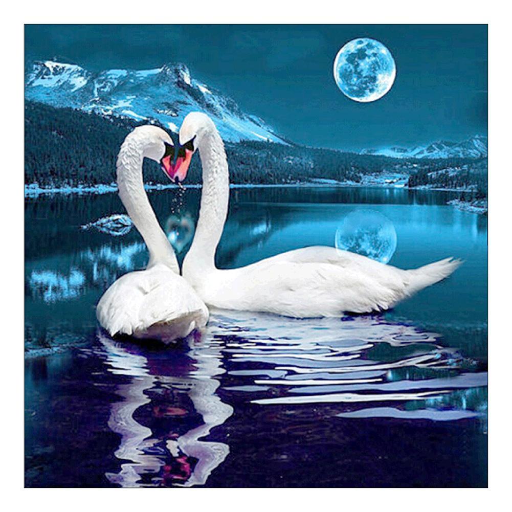 Lac des cygnes - peinture diamant pleine - 30x30cm