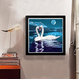 Lac des cygnes - peinture diamant pleine - 30x30cm