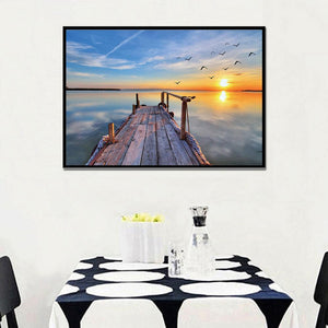 Sunset sea - peinture diamant pleine - 40x30cm
