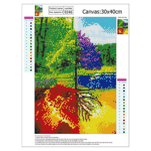 Arbre quatre saisons - diamant rond complet - 30x40cm
