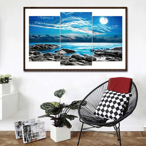 3pcs/set vue sur la mer - peinture complète en diamant - 80x45cm