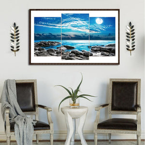 3pcs/set vue sur la mer - peinture complète en diamant - 80x45cm