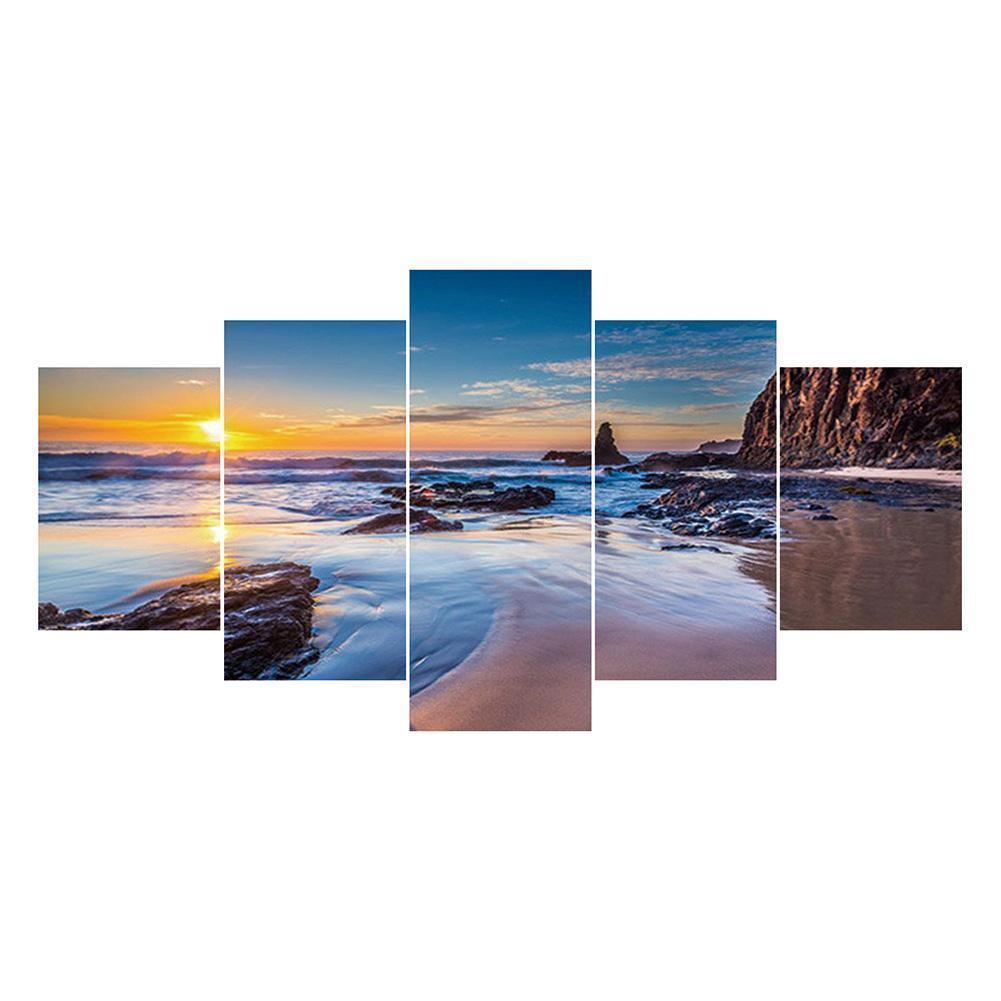 5pcs/set coucher du soleil - peinture complète en diamant - 95x45cm