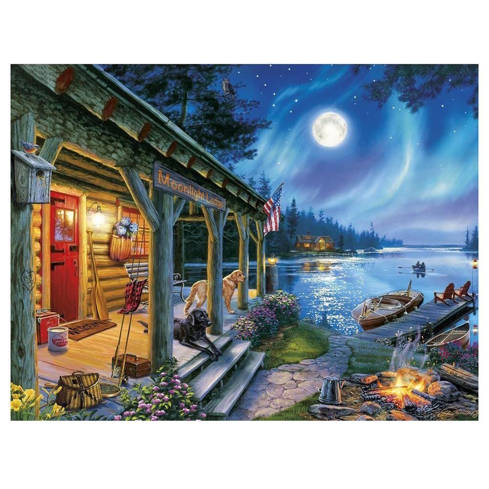 Mosai de nuit de lac - peinture complète de diamant - 30x25cm