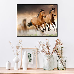 Course de cheval - peinture complète de diamant - 30x25cm
