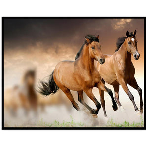 Course de cheval - peinture complète de diamant - 30x25cm