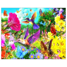 Charger l&#39;image dans la galerie, Fleurs d’oiseaux - peinture complète de diamant - 30x25cm
