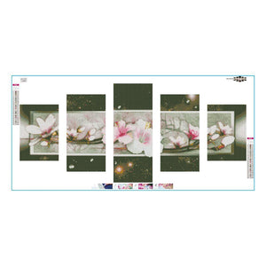5pcs/set flower - peinture en diamant ronde - 95x45cm