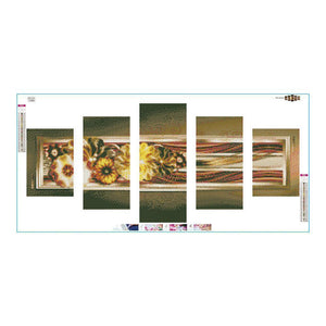 5pcs/set flower - peinture en diamant ronde - 95x45cm
