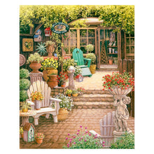Charger l&#39;image dans la galerie, Cour tranquille - diamant rond complet - 25x30cm
