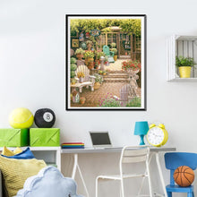 Charger l&#39;image dans la galerie, Cour tranquille - diamant rond complet - 25x30cm
