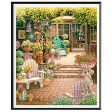 Charger l&#39;image dans la galerie, Cour tranquille - diamant rond complet - 25x30cm
