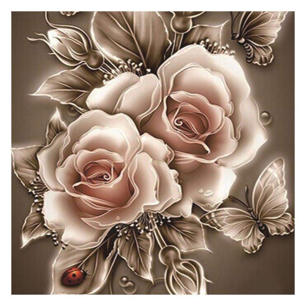 Fleur - diamant rond complet - 25x25cm