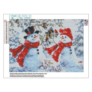 Bonhomme de neige mignon - diamant rond complet - 40x30cm