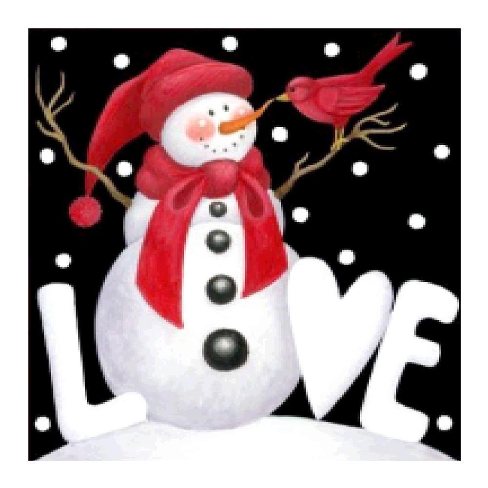 Bonhomme de neige de Noël - diamant rond complet - 25x25cm